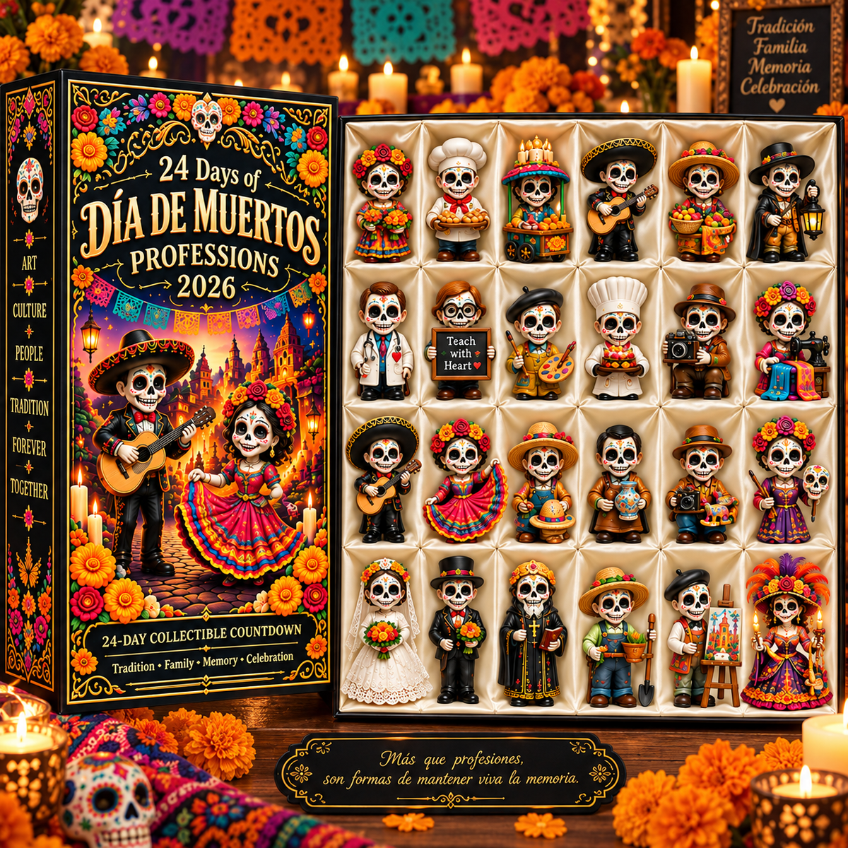 24 Días de Día de Muertos: Calendario Coleccionable de Profesiones